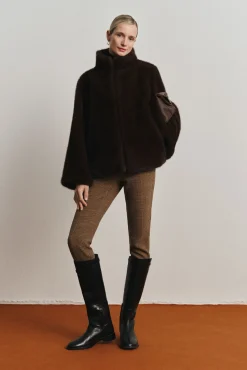 Cortefiel Calças-Calças elásticas confortáveis Castanho