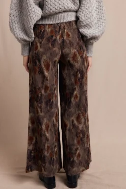 Slowlove Calças-Calças estampado plissadas. Castanho