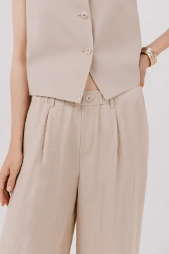 Cortefiel Calças-Calças fluidas largas Tostado