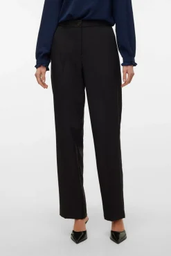 Vero Moda Calças-Calças formais de mulher de corte reto Preto