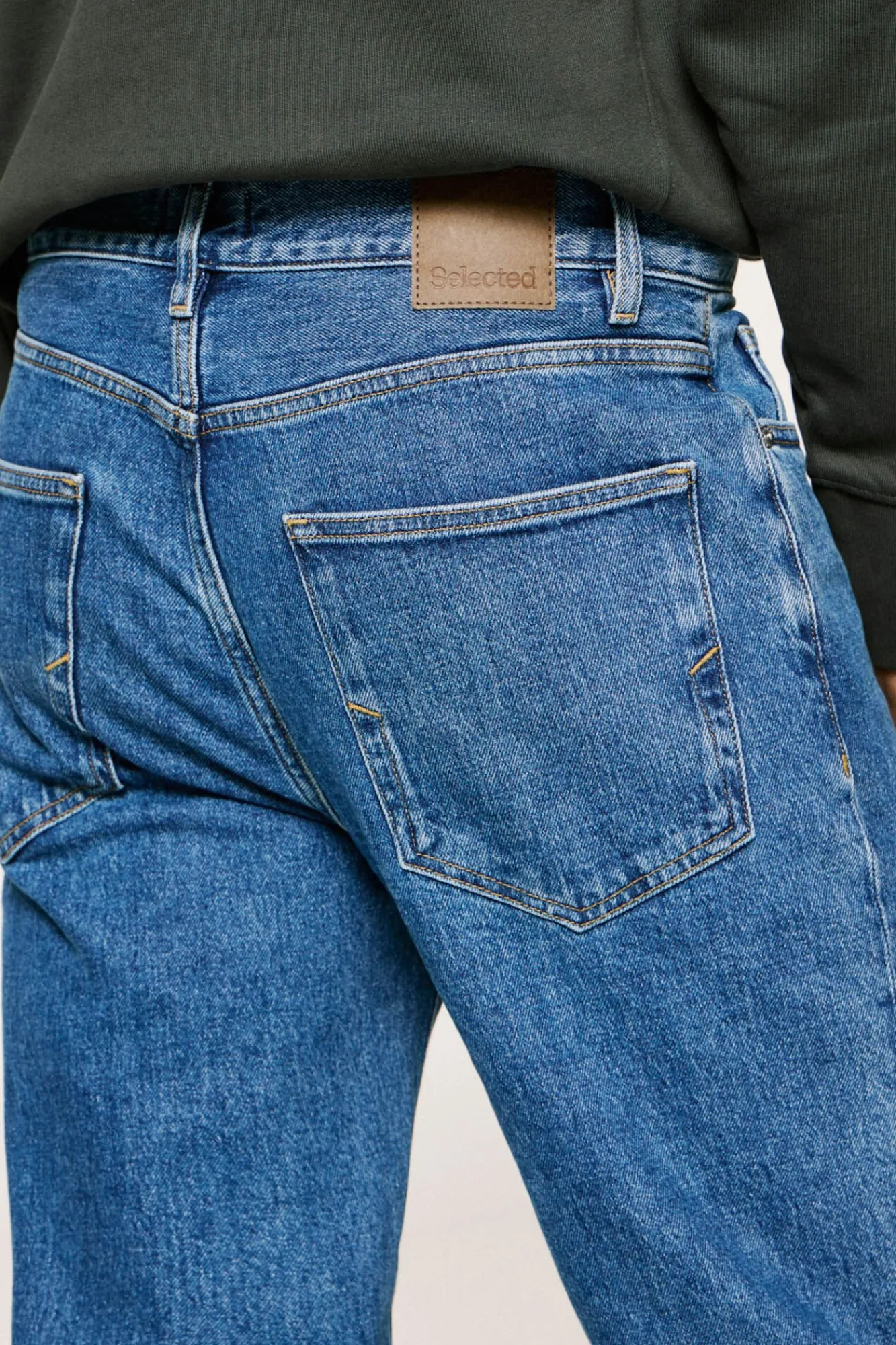 Selected Jeans|Calças-Calças jeans de corte reto Azul