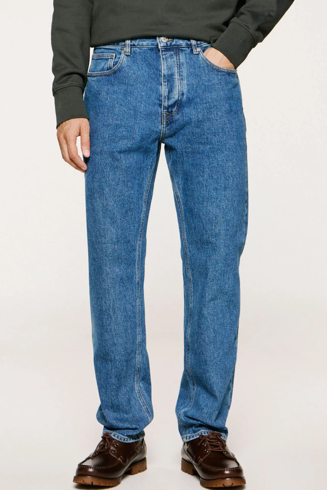 Selected Jeans|Calças-Calças jeans de corte reto Azul