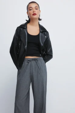 Springfield Calças-Calças jogger riscas de lurex cinzento