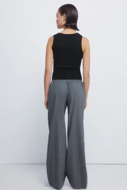 Springfield Calças-Calças jogger riscas de lurex cinzento