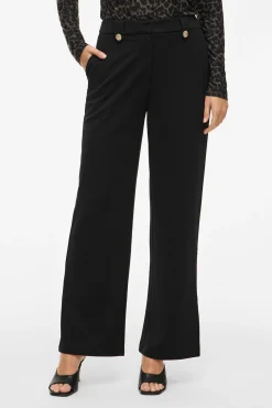 Vila Calças-Calças largas com botões Preto