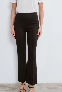 Vila Calças-Calças largas elásticas de cintura alta Preto