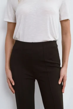 Vila Calças-Calças largas elásticas de cintura alta Preto