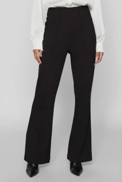 Vila Calças-Calças largas elásticas de cintura alta Preto