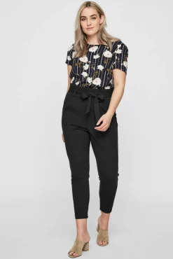 Vero Moda Curve Calças-Calças paperbag Preto