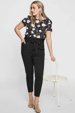 Vero Moda Curve Calças-Calças paperbag Preto