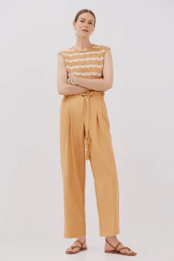 Cortefiel Calças-Calças pinças com cinto Castanho