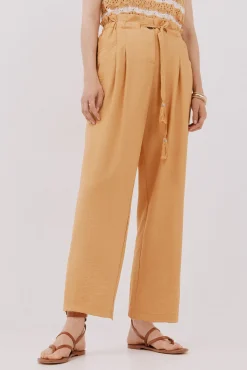 Cortefiel Calças-Calças pinças com cinto Castanho