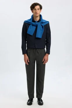 Selected Calças-Calças plissadas casuais Cinzento