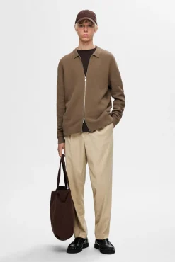 Selected Calças-Calças plissadas casuais Castanho