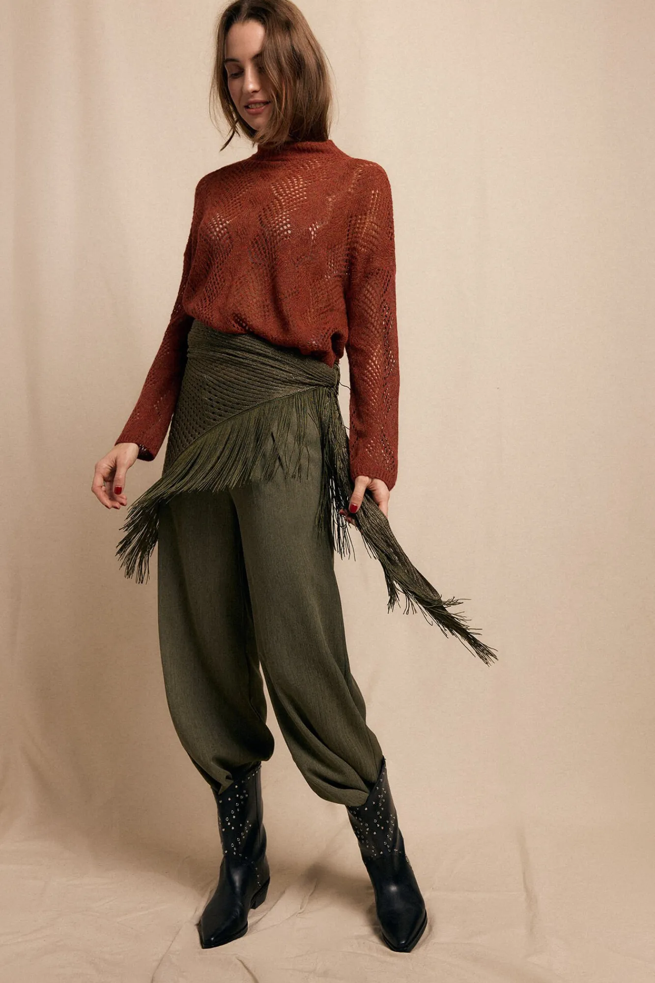 Slowlove Calças-Calças plissadas rastejantes Verde