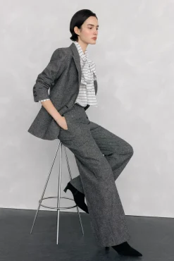 Pedro del Hierro Calças-Calças retas cheviot Cizento