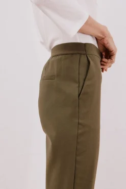 Cortefiel Calças-Calças retas com borracha nas costas Verde