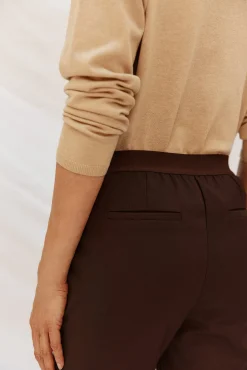 Cortefiel Calças-Calças retas com borracha nas costas Castanho