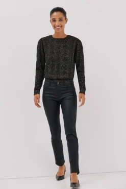 Cortefiel Jeans|Calças-Calças sensacionais revestidas com resina Preto