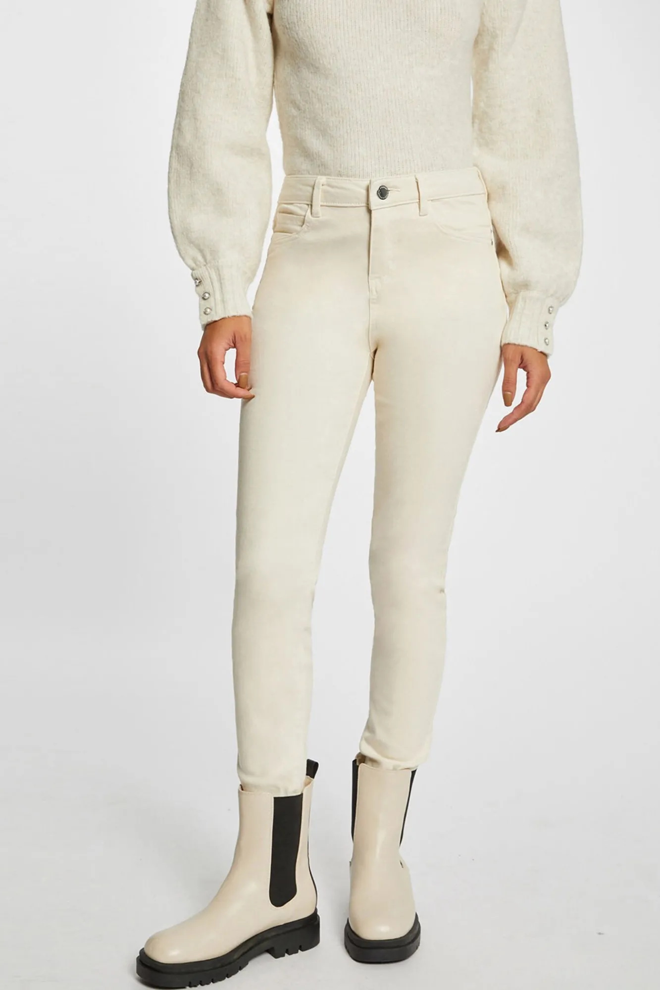Morgan Calças-Calças slim corte standard Ecru