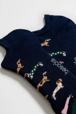 Besocks Meias|Meias-Calcetines altos de algodón orgánico color marino azul