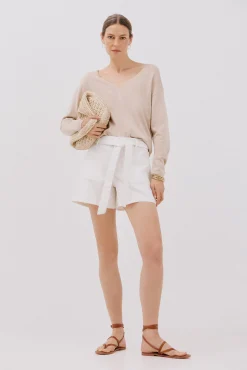 Cortefiel Jeans-Calções ganga laço Branco