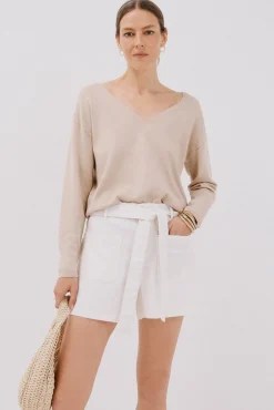 Cortefiel Jeans-Calções ganga laço Branco