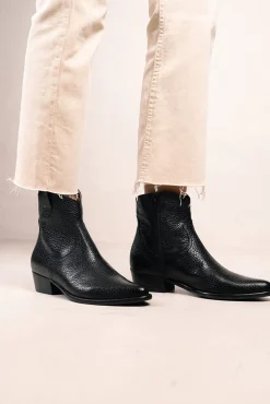 Bryan Stepwise Saltos|Calçado De Couro-Calíope Botins cowboy vintage de pele Preto