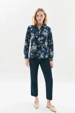 Caroll Blusas-Camisa 100% algodão Azul