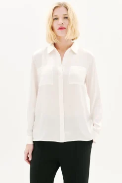 Caroll Blusas-Camisa 100% seda Ecru