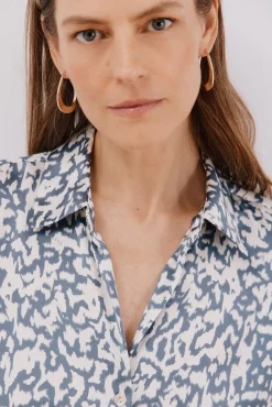 Cortefiel Blusas-Camisa acetinada Azul