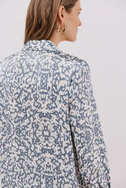 Cortefiel Blusas-Camisa acetinada Azul