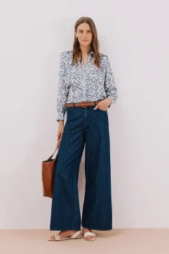 Cortefiel Blusas-Camisa acetinada Azul