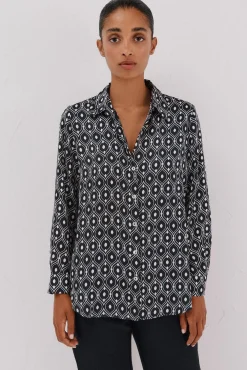 Cortefiel Blusas-Camisa acetinada Multicolorido