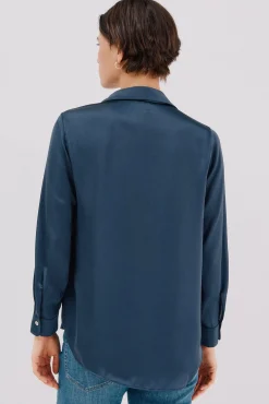 Cortefiel Blusas-Camisa acetinada Azul