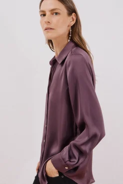 Cortefiel Blusas-Camisa acetinada Roxo