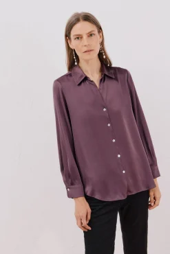 Cortefiel Blusas-Camisa acetinada Roxo