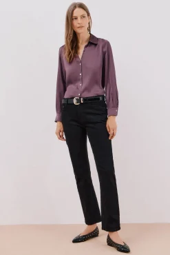 Cortefiel Blusas-Camisa acetinada Roxo