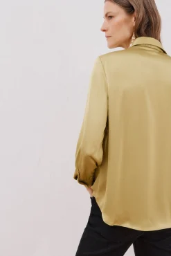 Cortefiel Blusas-Camisa acetinada Amarelo