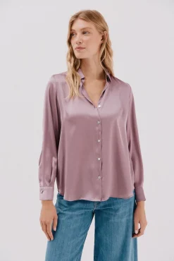 Cortefiel Blusas-Camisa acetinada Roxo
