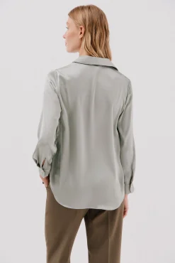 Cortefiel Blusas-Camisa acetinada Verde