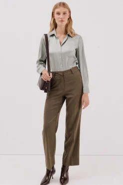 Cortefiel Blusas-Camisa acetinada Verde