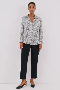 Cortefiel Blusas-Camisa acetinada Impress&atilde;o