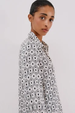 Cortefiel Blusas-Camisa acetinada Impress&atilde;o