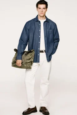 Selected Camisas-Camisa algodão orgânico Azul