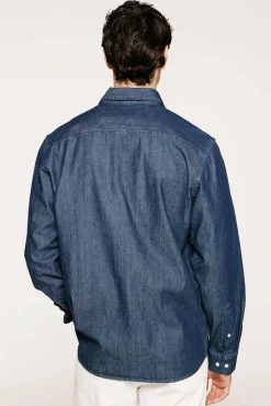 Selected Camisas-Camisa algodão orgânico Azul