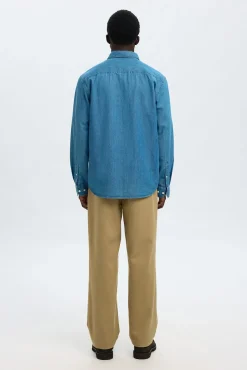 Selected Camisas-Camisa algodão orgânico Azul