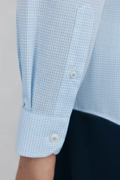 Pedro del Hierro Camisas|Camisas Clássicas-Camisa aos quadrados non iron + antimanchas Azul