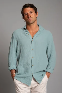 Cloking Camisas-Camisa Bambula Azul