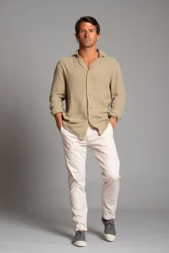 Cloking Camisas-Camisa Bambula Castanho